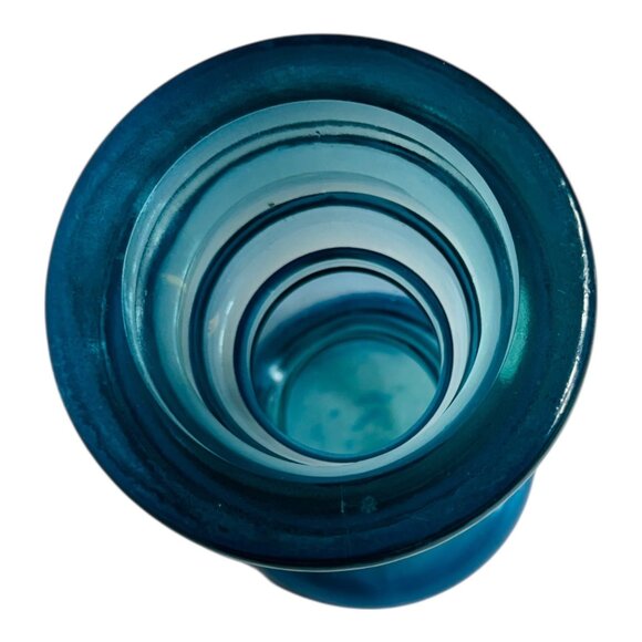 Handblown In Spain Vidrios San Miguel Blue Glass Candle Holder 8" Tall - Picture 6 of 10